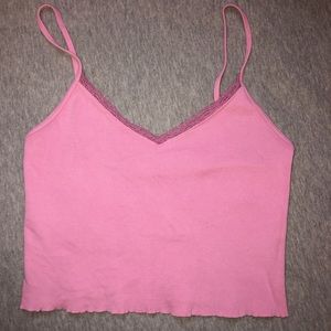 RARE Brandy Melville PINK Nicolette Lace Tank